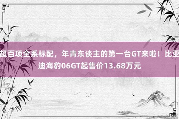 超百项全系标配，年青东谈主的第一台GT来啦！比亚迪海豹06GT起售价13.68万元